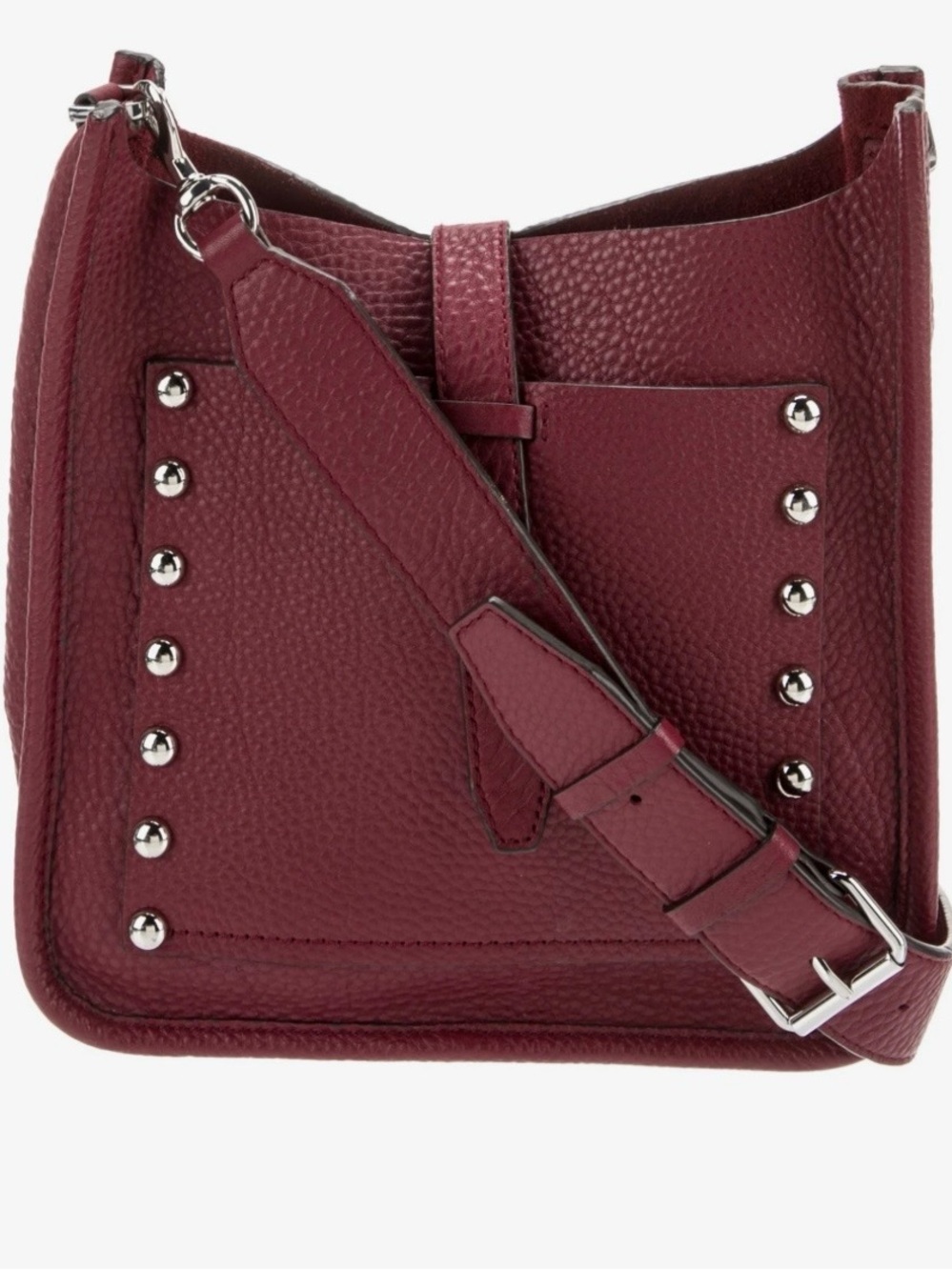 Women's Crossbody Bag in Burgundy with Stud Detail
